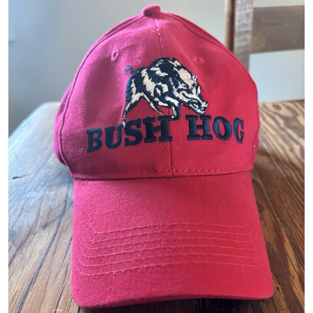 BUSH HOG Red Solid Adjustable Snapback Baseball Cap Hat One Size Men's